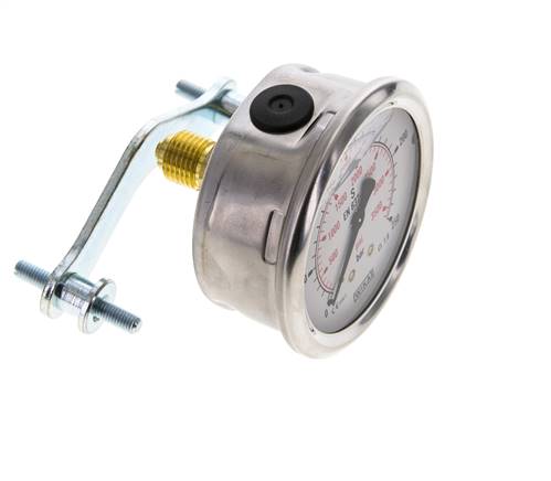G1/4 Rear Connection Glycerine Pressure Gauge 0 to 250 bar 63mm WIKA