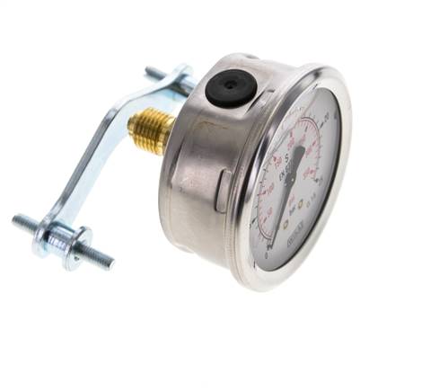 G1/4 Rear Connection Glycerine Pressure Gauge 0 to 25 bar 63mm WIKA