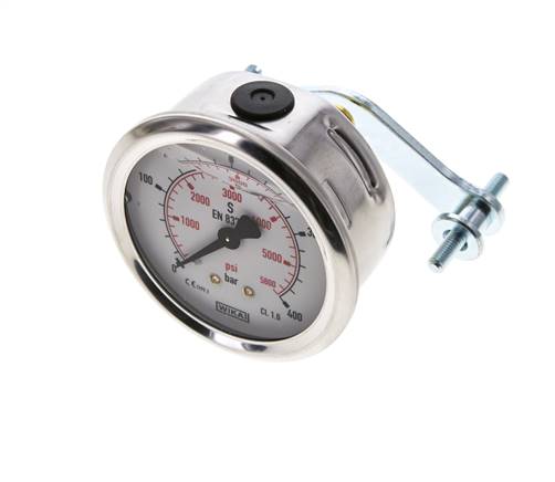 G1/4 Rear Connection Glycerine Pressure Gauge 0 to 400 bar 63mm WIKA