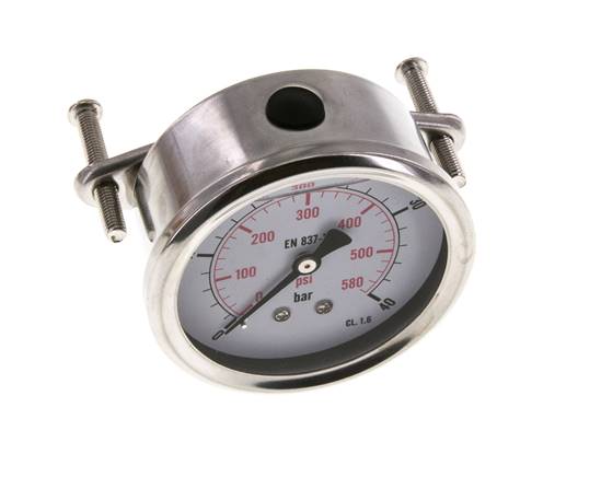 G1/4 Rear Connection Glycerine Pressure Gauge 0 to 40 bar 63mm