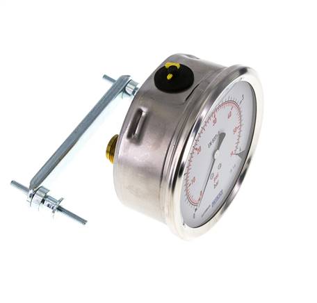 G1/2 Rear Connection Glycerine Pressure Gauge 0 to 4 bar 100mm WIKA