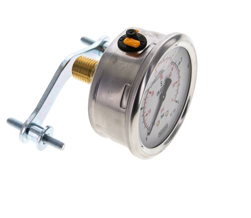 1/2 NPT Rear Connection Glycerine Pressure Gauge 0 to 4 bar 63mm WIKA