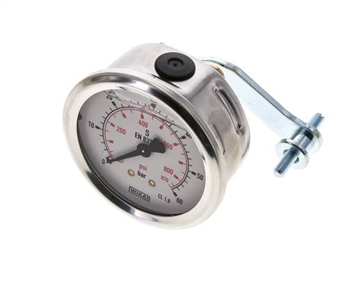 G1/4 Rear Connection Glycerine Pressure Gauge 0 to 60 bar 63mm WIKA