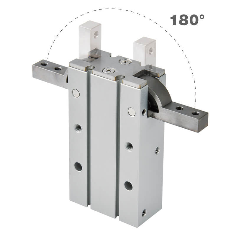 D20 mm 2-Jaw 180 deg Angular Double Acting Pneumatic Gripper Standard Through Hole Jaws