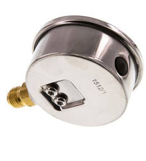 -1..0.6 Bar (-15..9 psi) Glycerin Pressure Gauge Below Stainless steel/Brass 63 mm Class 1.6