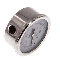 -1..15 Bar (-15..218 psi) Glycerin Pressure Gauge Below Stainless steel/Brass 63 mm Class 1.6