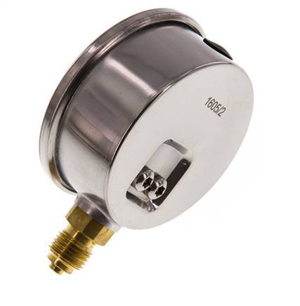 -1..1.5 Bar (-15..22 psi) Glycerin Pressure Gauge Below Stainless steel/Brass 63 mm Class 1.6