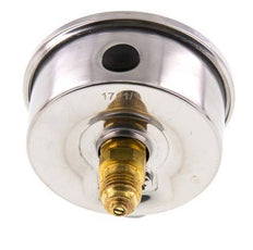 -1..3 Bar (-15..44 psi) Glycerin Pressure Gauge Rear Stainless steel/Brass 63 mm Class 1.6