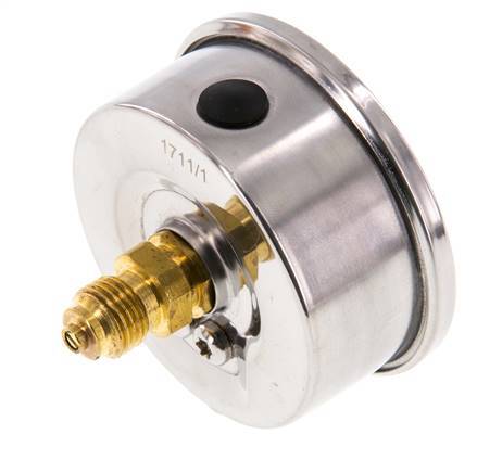 -1..3 Bar (-15..44 psi) Glycerin Pressure Gauge Rear Stainless steel/Brass 63 mm Class 1.6