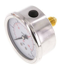 0..10 Bar (0..145 psi) Glycerin Pressure Gauge Rear Stainless steel/Brass 63 mm Class 1.6