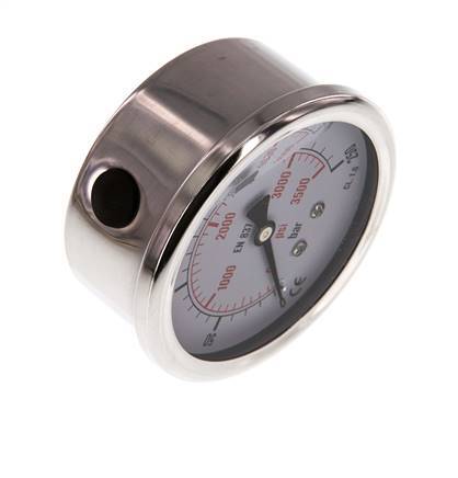 0..250 Bar (0..3626 psi) Glycerin Pressure Gauge Below Stainless steel/Brass 63 mm Class 1.6