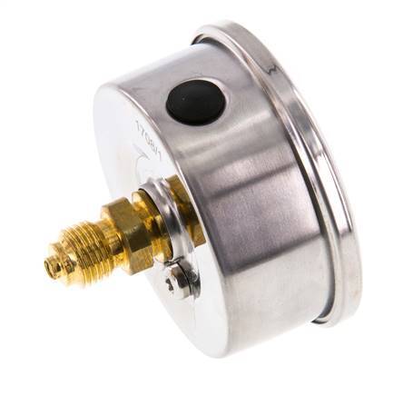 0..4 Bar (0..58 psi) Glycerin Pressure Gauge Rear Stainless steel/Brass 63 mm Class 1.6