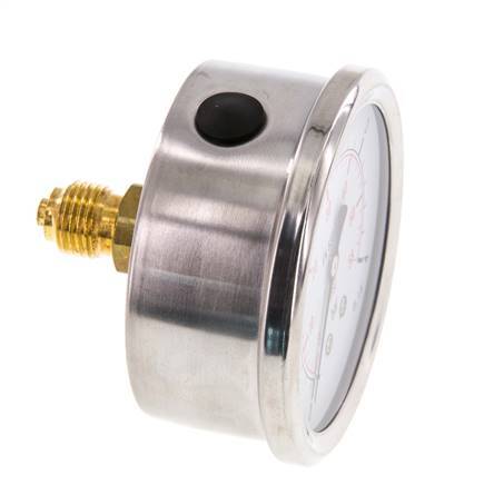0..4 Bar (0..58 psi) Glycerin Pressure Gauge Rear Stainless steel/Brass 63 mm Class 1.6