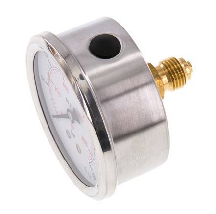 0..60 Bar (0..870 psi) Glycerin Pressure Gauge Rear Stainless steel/Brass 63 mm Class 1.6