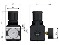 Pressure Regulator G1/2'' 8700 l/min 0.2-6.0bar/3-87psi Zinc Die-Cast Cylinder Lock Multifix 2