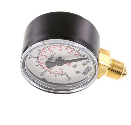 -1..0 Bar (-15..0 psi) Pressure Gauge Below Steel/Brass 50 mm Class 1.6