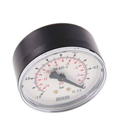 -1..0 Bar (-15..0 psi) Pressure Gauge Rear Plastic/Brass 63 mm Class 2.5