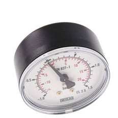 -1..1.5 Bar (-15..22 psi) Pressure Gauge Rear Plastic/Brass 63 mm Class 2.5