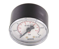 0..0.6 Bar (0..9 psi) Pressure Gauge Rear Plastic/Brass 50 mm Class 2.5