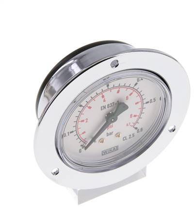 0..0.6 Bar (0..9 psi) Panel Mount Pressure Gauge Steel/Brass 63 mm Class 2.5 (Front Panel)