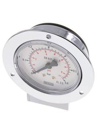 0..0.6 Bar (0..9 psi) Panel Mount Pressure Gauge Steel/Brass 63 mm Class 2.5 (Front Panel)