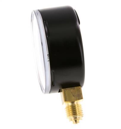 0..0.6 Bar (0..9 psi) Pressure Gauge Below Steel/Brass 63 mm Class 1.6