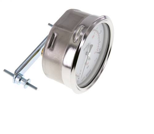0..10 Bar (0..145 psi) Panel Mount Pressure Gauge Steel/Brass 100 mm Class 1.0 (Bracket)