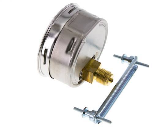 0..10 Bar (0..145 psi) Panel Mount Pressure Gauge Steel/Brass 100 mm Class 1.0 (Bracket)