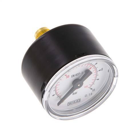 0..10 Bar (0..145 psi) Pressure Gauge Rear Steel/Brass 40 mm Class 1.6