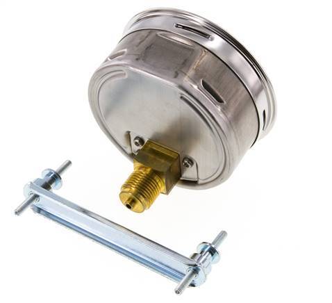 0..1 Bar (0..15 psi) Panel Mount Pressure Gauge Steel/Brass 100 mm Class 1.0 (Bracket)