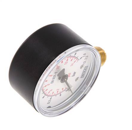 0..1 Bar (0..15 psi) Pressure Gauge Below Plastic/Brass 50 mm Class 2.5
