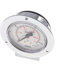 0..160 Bar (0..2321 psi) Panel Mount Pressure Gauge Steel/Brass 63 mm Class 2.5 (Front Panel)
