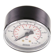 0..1 Bar (0..15 psi) Pressure Gauge Rear Steel/Brass 63 mm Class 1.6