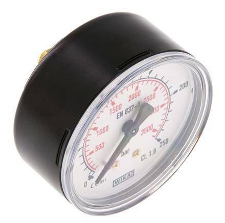 0..250 Bar (0..3626 psi) Pressure Gauge Rear Steel/Brass 63 mm Class 1.6