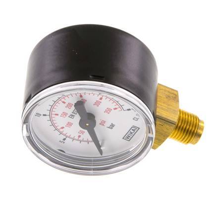 0..25 Bar (0..363 psi) Pressure Gauge Below Steel/Brass 40 mm Class 1.6