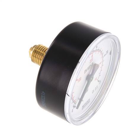 0..25 Bar (0..363 psi) Pressure Gauge Rear Plastic/Brass 63 mm Class 2.5