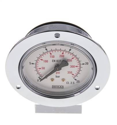 0..25 Bar (0..363 psi) Panel Mount Pressure Gauge Steel/Brass 63 mm Class 2.5 (Front Panel)