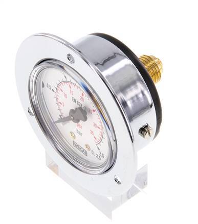 0..2.5 Bar (0..36 psi) Panel Mount Pressure Gauge Steel/Brass 50 mm Class 2.5 (Front Panel)