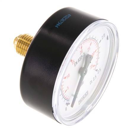 0..2.5 Bar (0..36 psi) Pressure Gauge Rear Plastic/Brass 63 mm Class 2.5