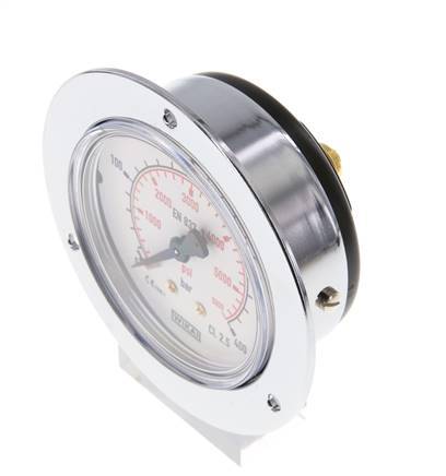 0..400 Bar (0..5802 psi) Panel Mount Pressure Gauge Steel/Brass 63 mm Class 2.5 (Front Panel)