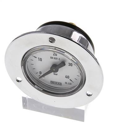 0..40 Bar (0..580 psi) Panel Mount Pressure Gauge Steel/Brass 40 mm Class 2.5 (Front Panel)