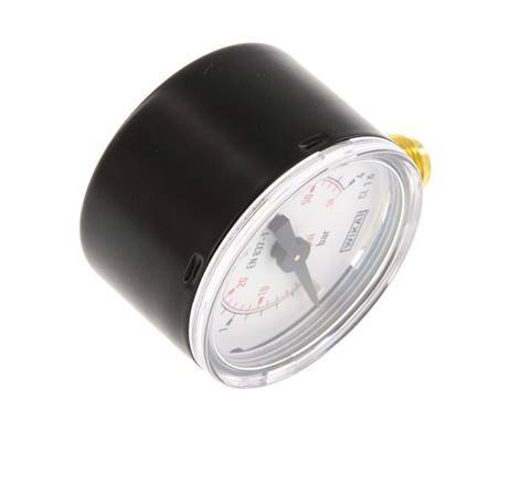 0..4 Bar (0..58 psi) Pressure Gauge Below Steel/Brass 40 mm Class 1.6