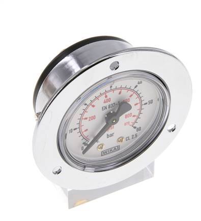 0..60 Bar (0..870 psi) Panel Mount Pressure Gauge Steel/Brass 50 mm Class 2.5 (Front Panel)
