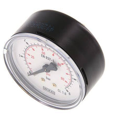 0..6 Bar (0..87 psi) Pressure Gauge Rear Steel/Brass 63 mm Class 1.6