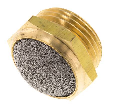 G1'' Brass Compact Pneumatic Muffler 1.4301 Wire Mesh