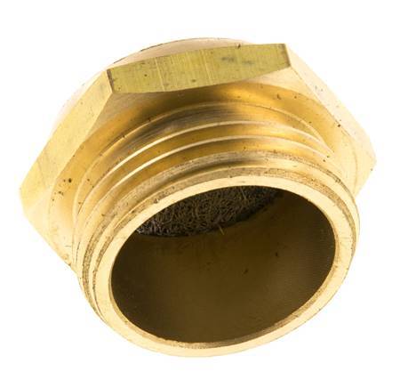 G1'' Brass Compact Pneumatic Muffler 1.4301 Wire Mesh