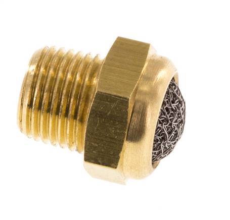 NPT 1/8'' Brass Compact Pneumatic Muffler 1.4301 Wire Mesh [5 Pieces]
