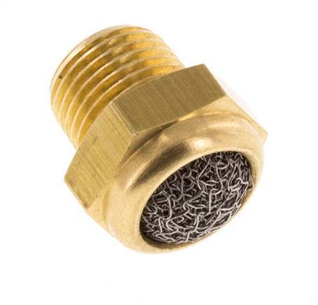 NPT 1/8'' Brass Compact Pneumatic Muffler 1.4301 Wire Mesh [5 Pieces]
