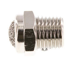 NPT 1/4'' Nickel-Plated Brass Compact Pneumatic Muffler 1.4301 Wire Mesh [5 Pieces]