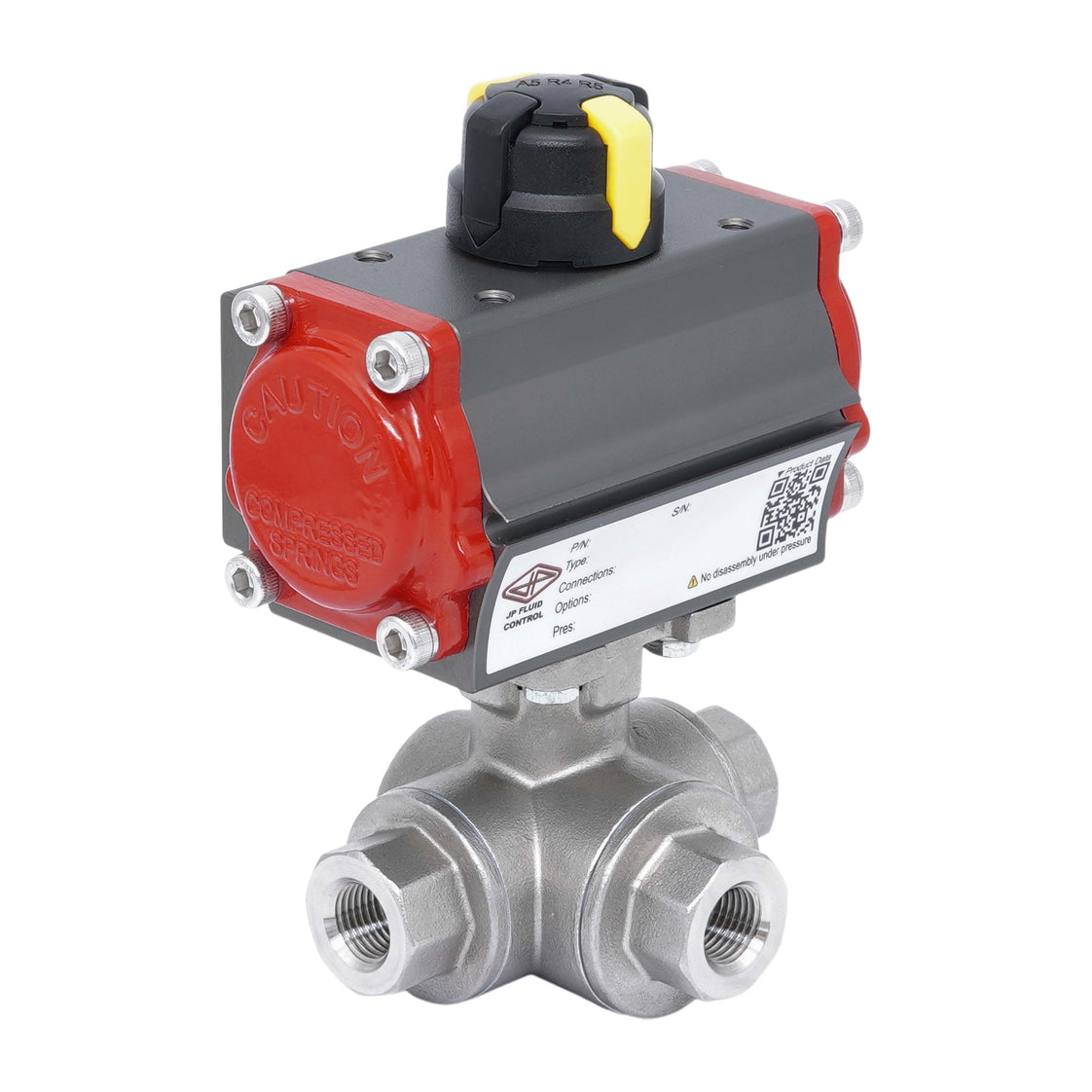 Rp 2'' L-Port 3-Way Pneumatic Stainless Steel Ball Valve Spring-opening